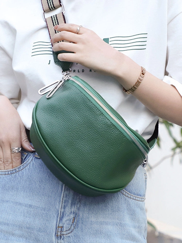 Women's Leather Saddle Bag Anti-theft Sling Crossbody Bag