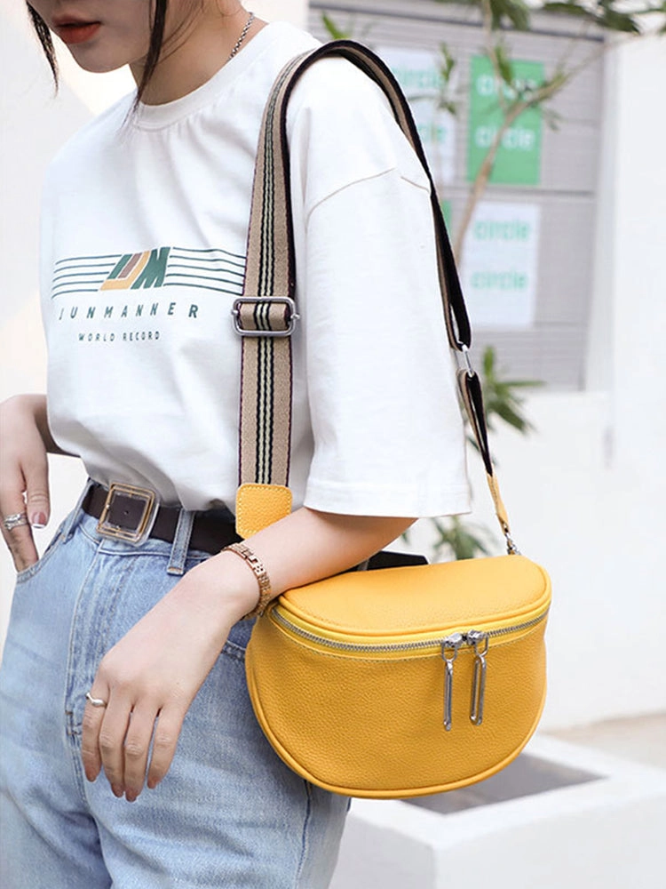 Women's Leather Saddle Bag Anti-theft Sling Crossbody Bag
