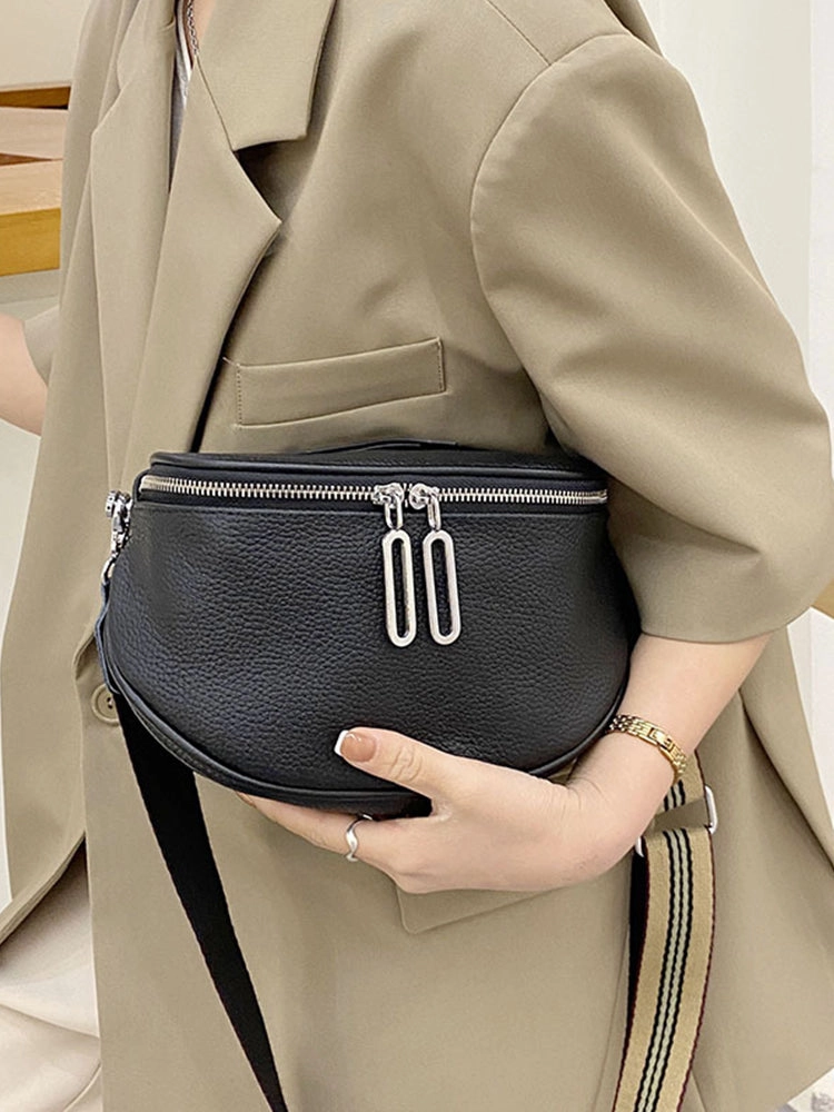 Women's Leather Saddle Bag Anti-theft Sling Crossbody Bag