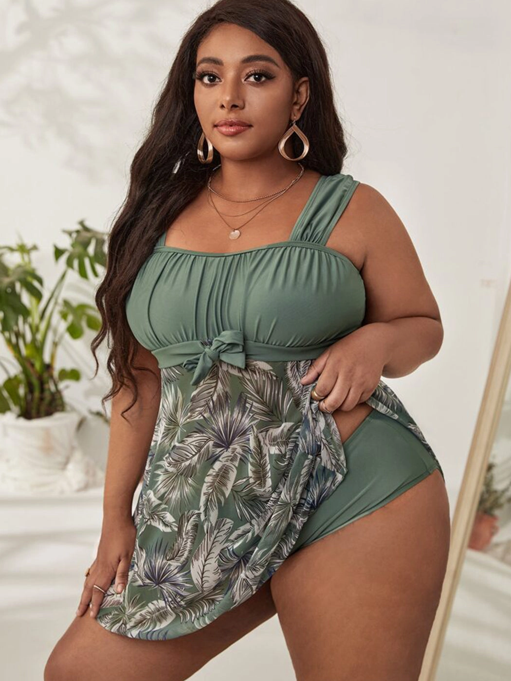 Women's Plus Size Slimming Skirted One-Piece Swimsuit