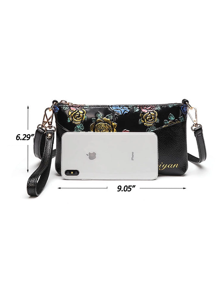 Women's PU Leather Floral Wallet Ladies Clutch Purse