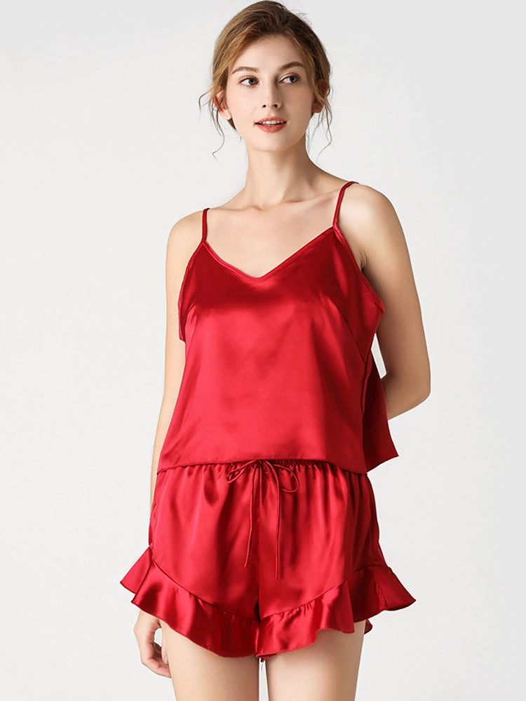 Women's V-Neck Satin Sleep Camisole Sexy Pajama Sets
