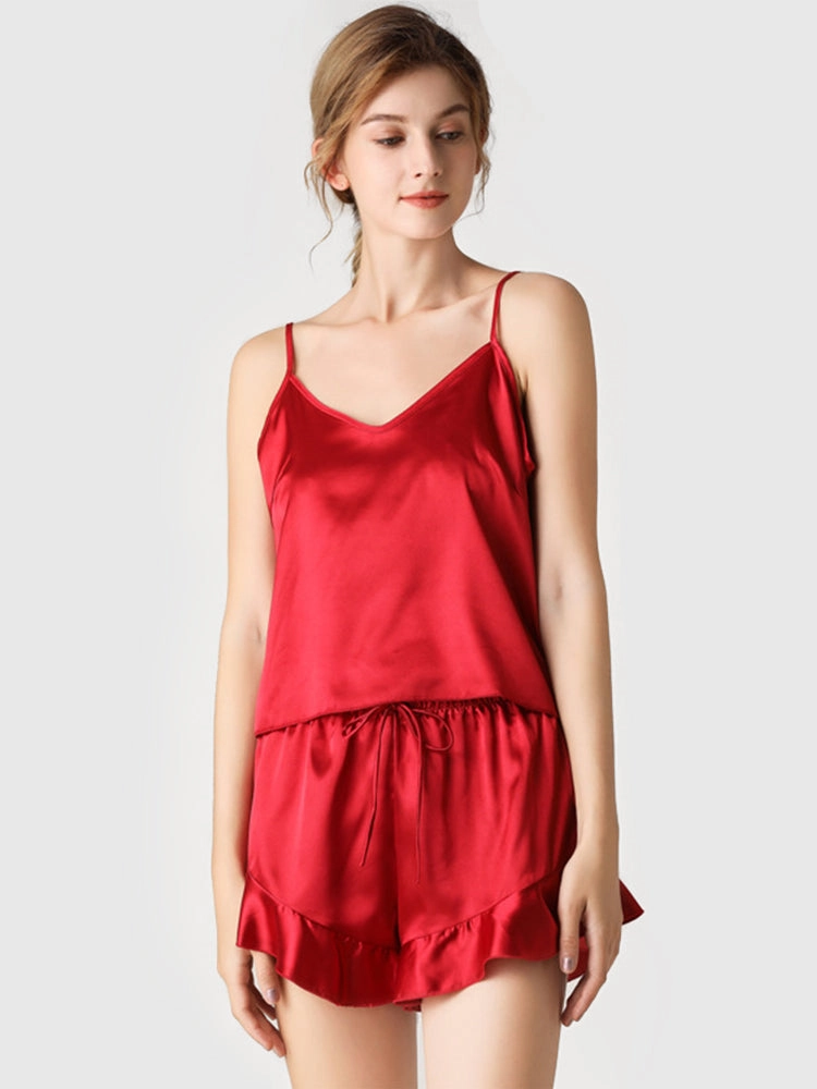 Women's V-Neck Satin Sleep Camisole Sexy Pajama Sets