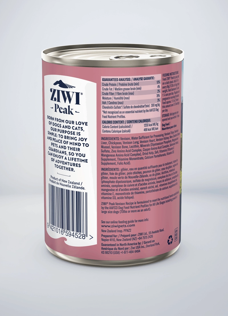 ZIWI Peak Grain Free Venison Recipe Canned Dog Food